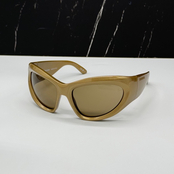 NEW BB0228S 004 BALENCIAGA GOLD BROWN OVAL WOMEN BALENCIAGA SUNGLASSES - Picture 3 of 11